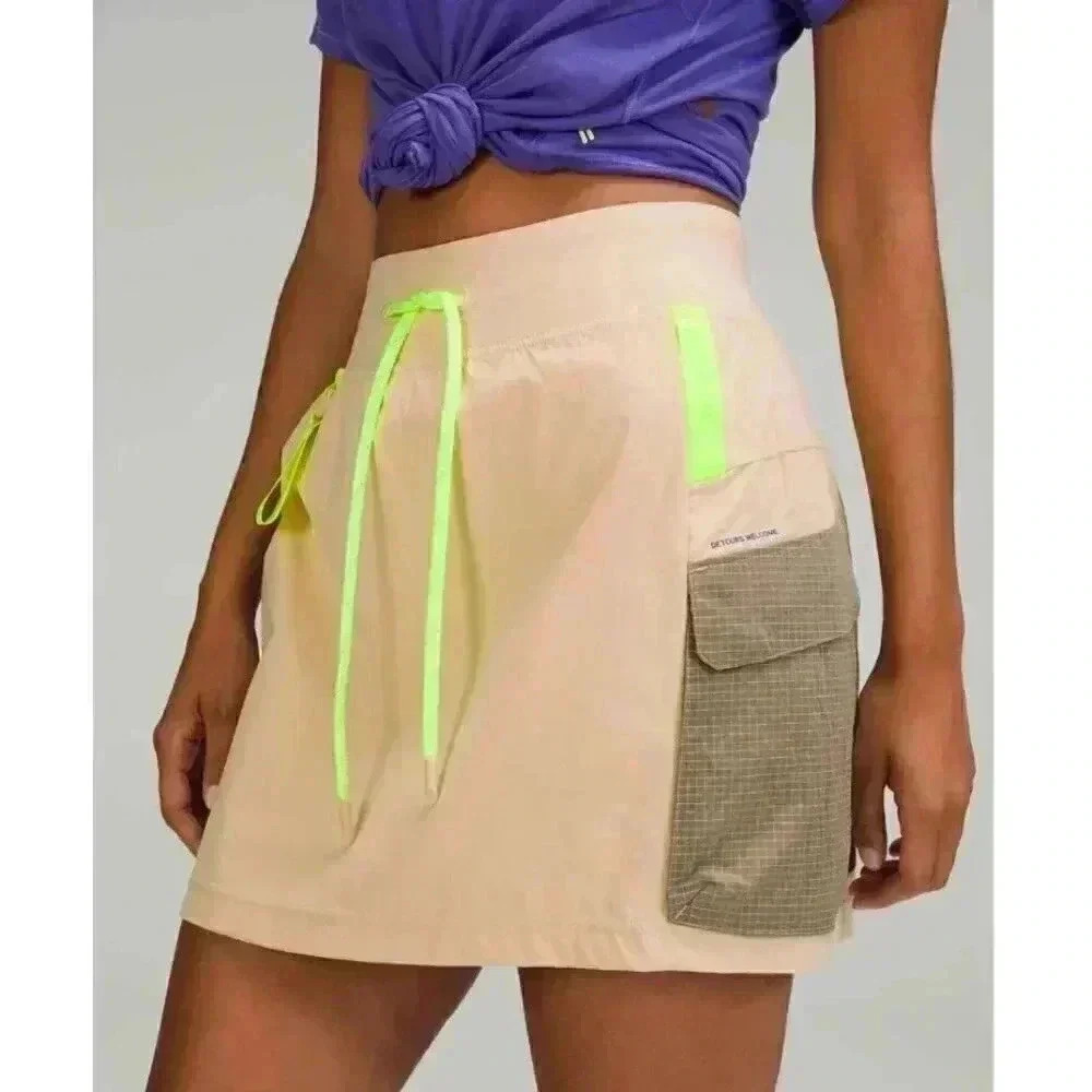 Lululemon Women's Multi Pocket HR Hiking Skirt 2 Prosecco Carabiner Loop Stretch